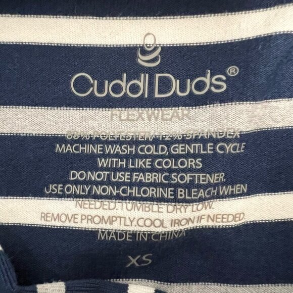 Cuddl Duds Womens Shift Dress Navy White Stripe Cutout Back Short Sleeve XS - Picture 10 of 10